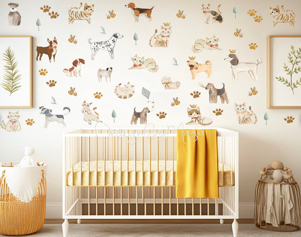 Cats & Dogs decals - Fabric Nursery Wall Art Decals