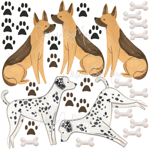 Dogs wall decals - Fabric Nursery Wall Art Decals