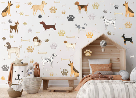 Dogs wall decals - Fabric Nursery Wall Art Decals
