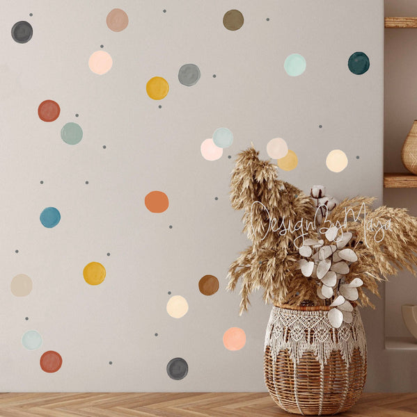 Rainbow of Watercolor Polka Dots - Fabric Nursery Wall Art Decals