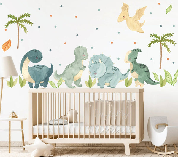 Retro Dinosaur Decals - Fabric Nursery Wall Art Decals