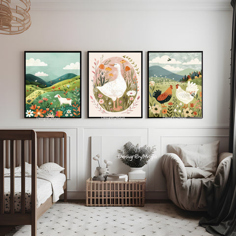 Farm Baby Animals Prints - Luster Paper Nursery Wall Art Prints