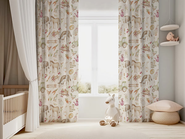 Alphabet baby animals curtain - kids room curtain