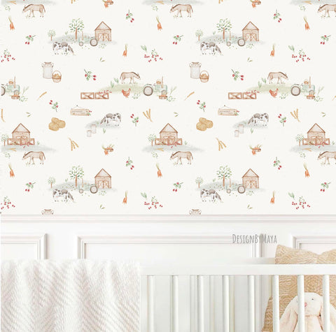 Farm animals Wallpaper - Nursery Wall Decor Wallpapers
