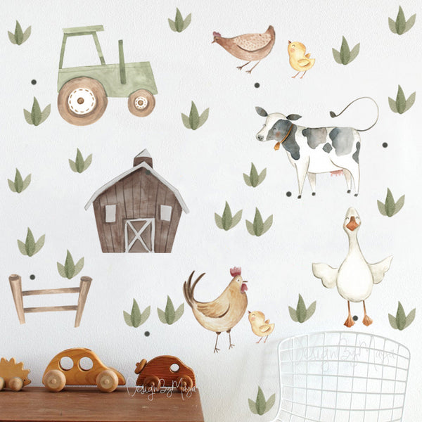 Farm Animals Faces - Fabric Nursery Wall Art Decals