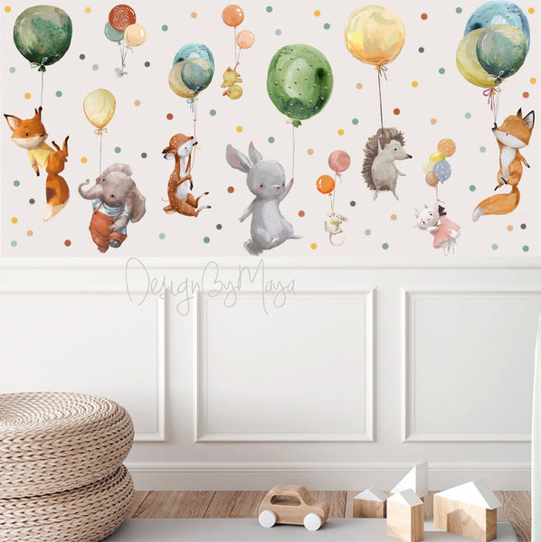 Hot Air Balloons and Planes Set - Fabric Nursery Wall Art Decals