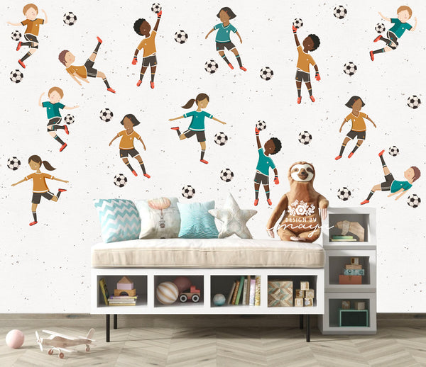 Soccer Players decals - Fabric Nursery Wall Art Decals