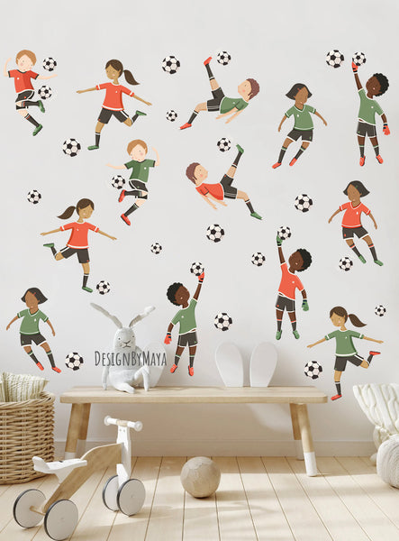Soccer Players decals - Fabric Nursery Wall Art Decals