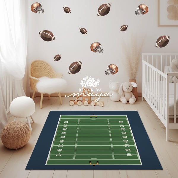 Football Field Playroom Rug / World map Area Rug