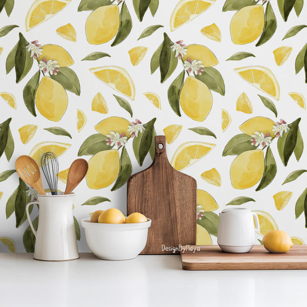 Italy Wallpaper, Citrus Lemons & Clementines wallpaper - Nursery Wall Decor Wallpapers