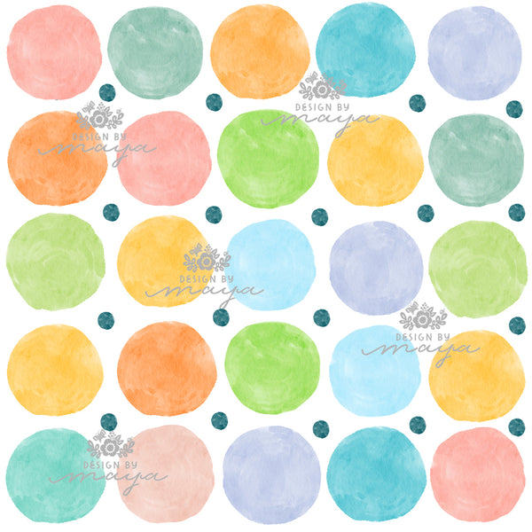 Watercolor Rainbow & Dots - Fabric Nursery Wall Art Decals