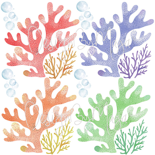 Little mermaids and Ocean Creatures decals - Fabric Nursery Wall Art Decals