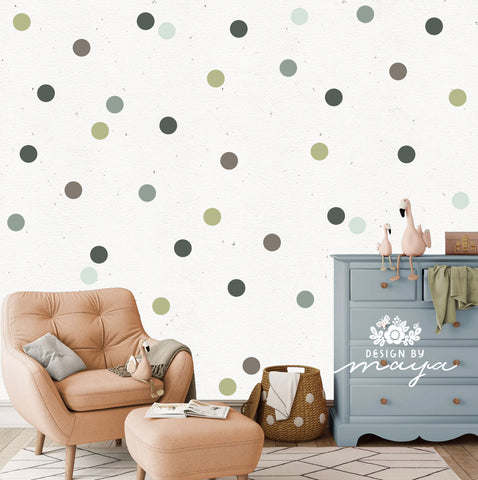 Watercolor Polka Dots - Fabric Nursery Wall Art Decals