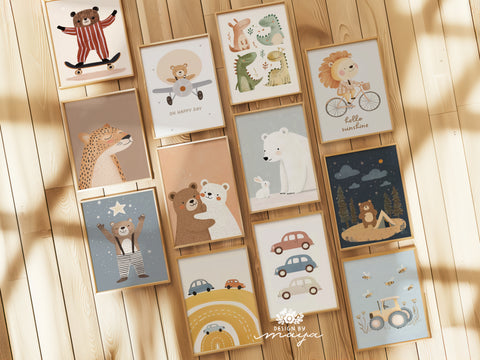 Kids Room Animals Prints - Luster Paper Nursery Wall Art Prints