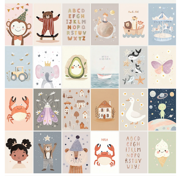 Kids Room Animals Prints - Luster Paper Nursery Wall Art Prints