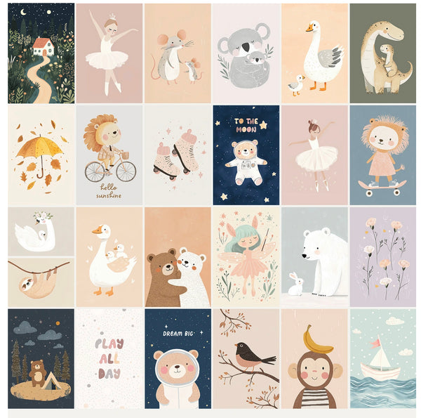 Kids Room Animals Prints - Luster Paper Nursery Wall Art Prints