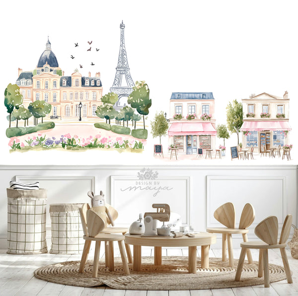 Paris Scene Decals - Fabric Nursery Wall Art Decals