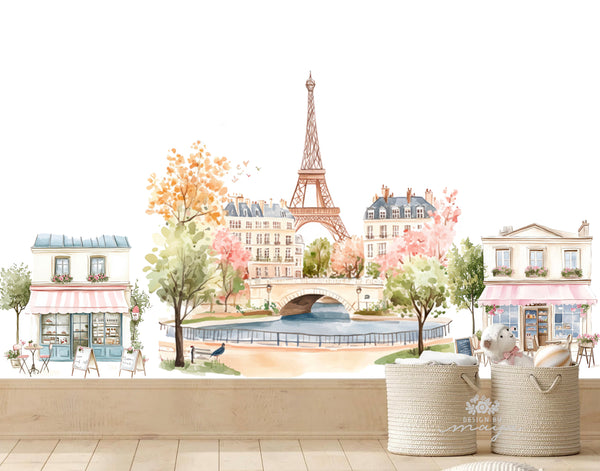 Paris Scene Decals - Fabric Nursery Wall Art Decals