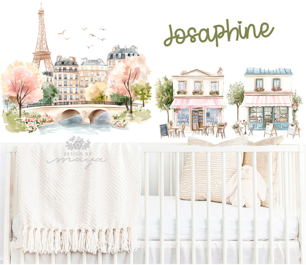 Paris Scene Decals - Fabric Nursery Wall Art Decals