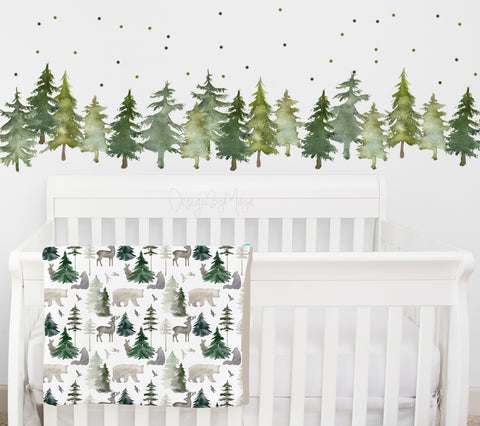 Woodland Forest Trees - Vintage Baby Blanket