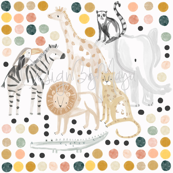 Safari Animals - Fabric Nursery Wall Art Decals