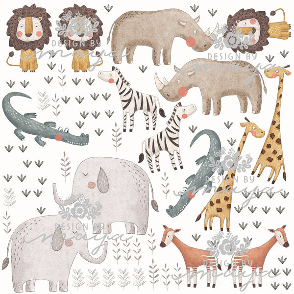 Safari Animals - Fabric Nursery Wall Art Decals