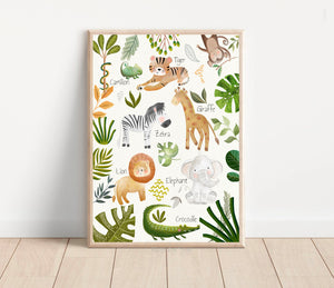 Baby Safari Animals Prints - Luster Paper Nursery Wall Art Prints