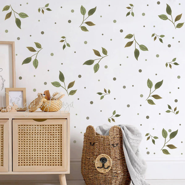 Watercolor Foliage and Leaves - Fabric Nursery Wall Art Decals