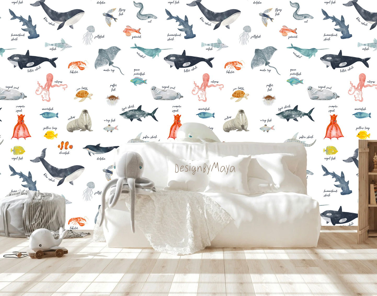 Vintage Boats & Sea life Wallpaper - Nursery Wall Decor Wallpapers