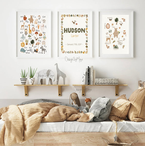Woodland Animals Prints - Luster Paper Nursery Wall Art Prints
