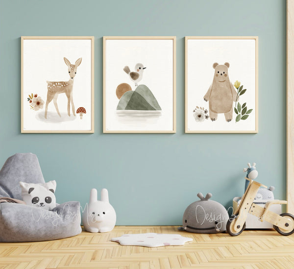 Woodland Animals Prints - Luster Paper Nursery Wall Art Prints