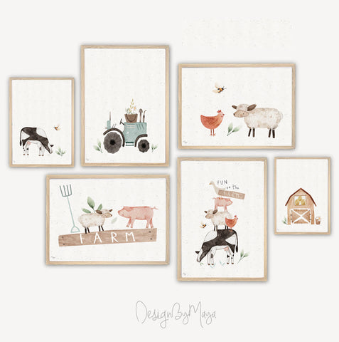 Little Farm Animals Prints - Luster Paper Nursery Wall Art Prints
