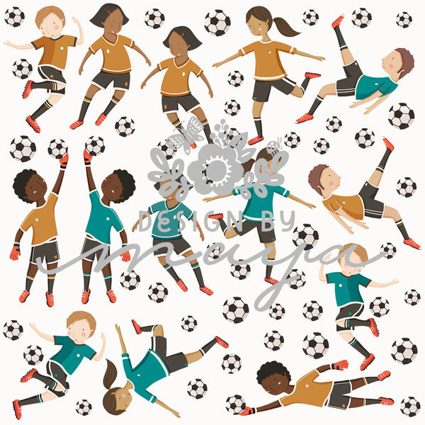 Soccer Players decals - Fabric Nursery Wall Art Decals