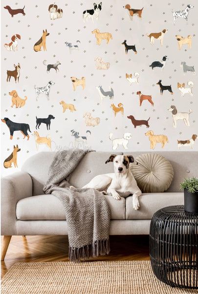 Watercolor Dogs wall decals - Fabric Nursery Wall Art Decals