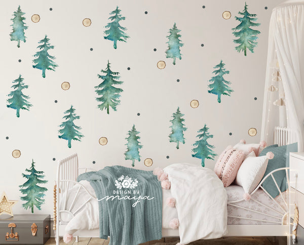Woodland Pine Trees - Fabric Nursery Wall Art Decals