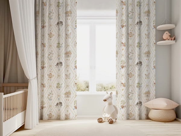 Alphabet baby animals curtain - kids room curtain