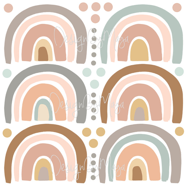 Earth Toned Rainbows - Fabric Nursery Wall Art Decals