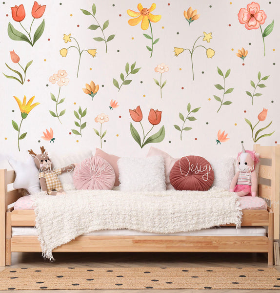 Wild Flowers & Leaves - Fabric Nursery Wall Art Decals