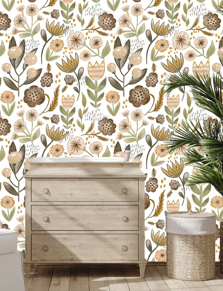 Wild flowers wallpaper - Nursery Wall Decor Wallpapers