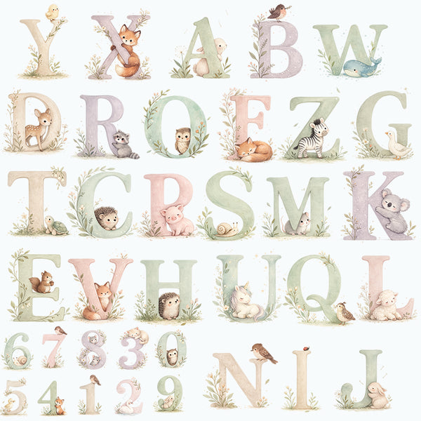 Baby Name & Woodland Animals Decor - Fabric Nursery Wall Art Decals