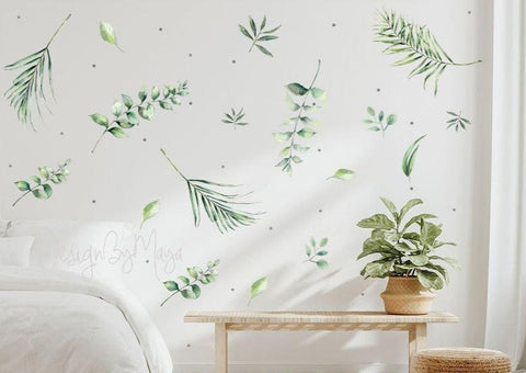 Eucalyptus Green Leaves - Vinyl Nursery Wall Art Decals