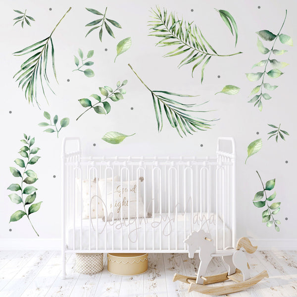 Eucalyptus Green Leaves - Vinyl Nursery Wall Art Decals