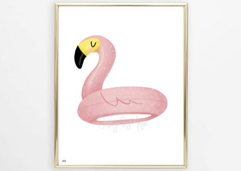 Silly Fruits Collection - Flamingo Float - Digital Nursery Wall Art Prints