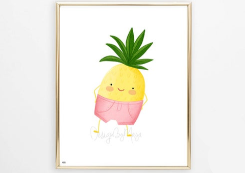 Silly Fruits Collection - Silly Pineapple - Digital Nursery Wall Art Prints