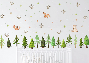 Woodland Forest and Paws - Fabric Nursery Wall Art Decals