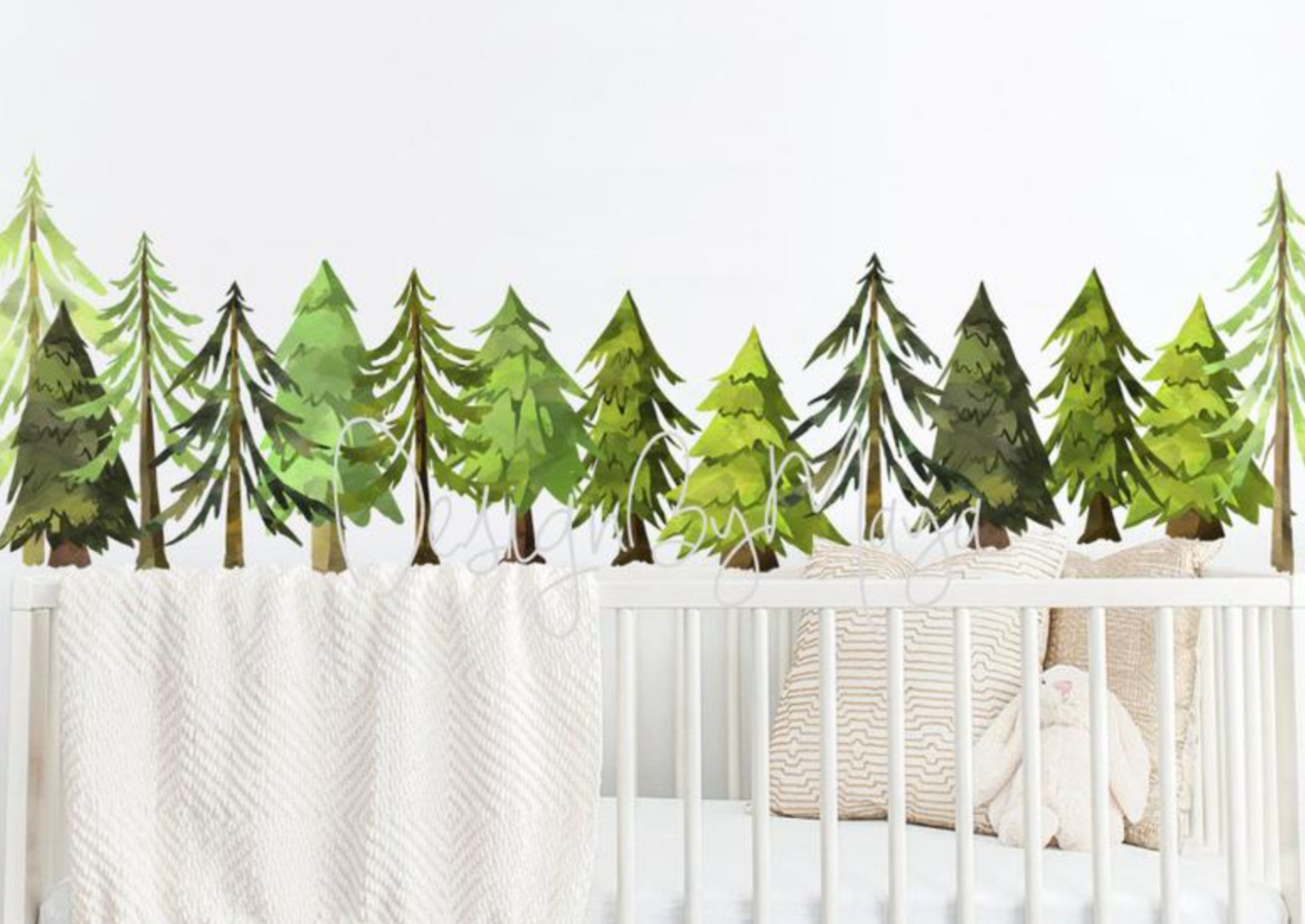 Woodland Pine Trees - Fabric Nursery Wall Art Decals