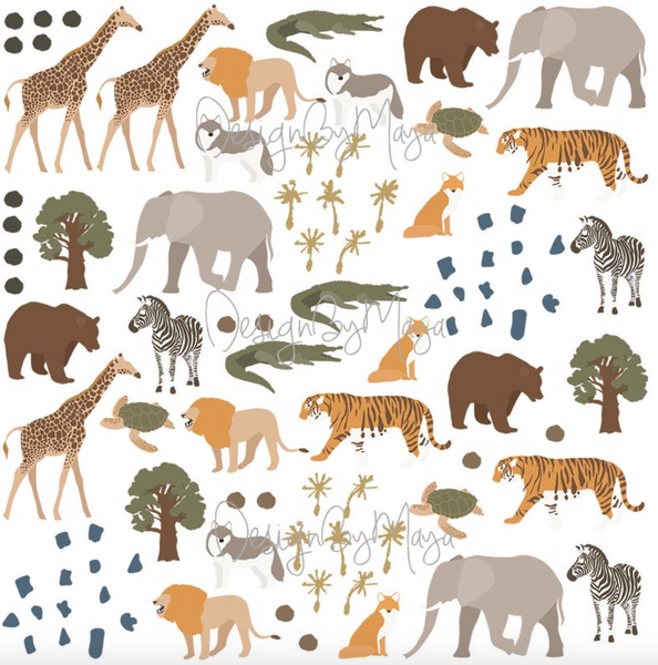 Saharan Safari Animals - Fabric Nursery Wall Art Decals