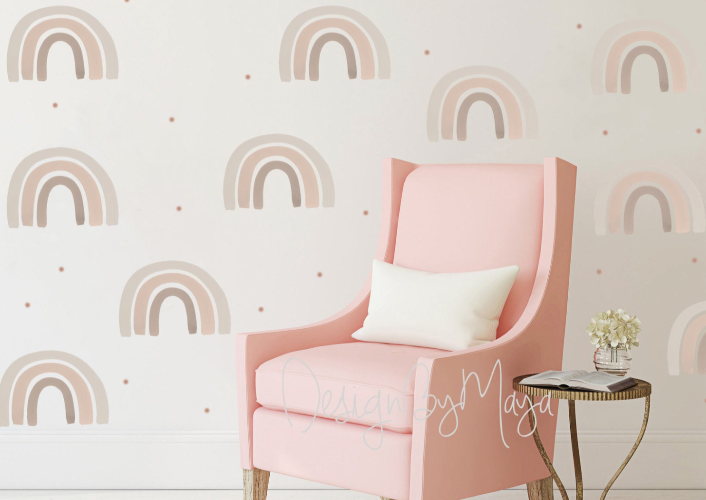 Pale Pink Rainbows - Fabric Nursery Wall Art Decals