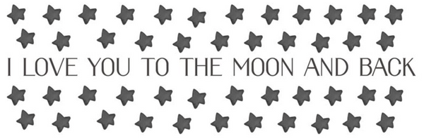 "I Love You to the Moon and Back" - Full Moon and Stars - Fabric Nursery Wall Art Decals