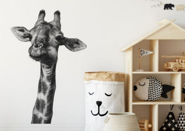 African Giraffe Portrait - Fabric Nursery Wall Art Decals